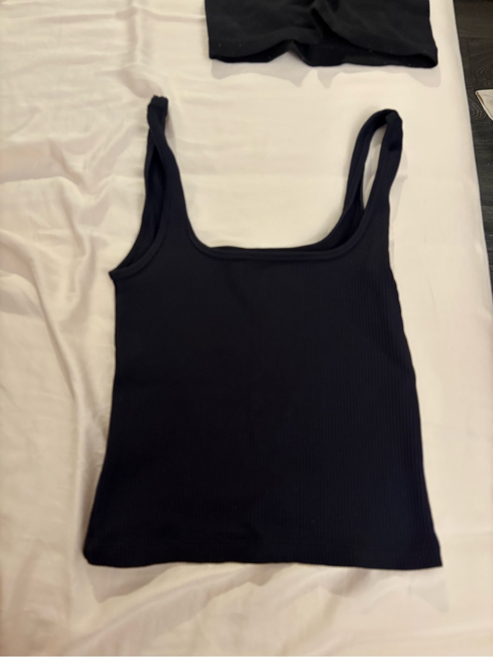 Dynamite Black Ribbed Square-Neck Tank